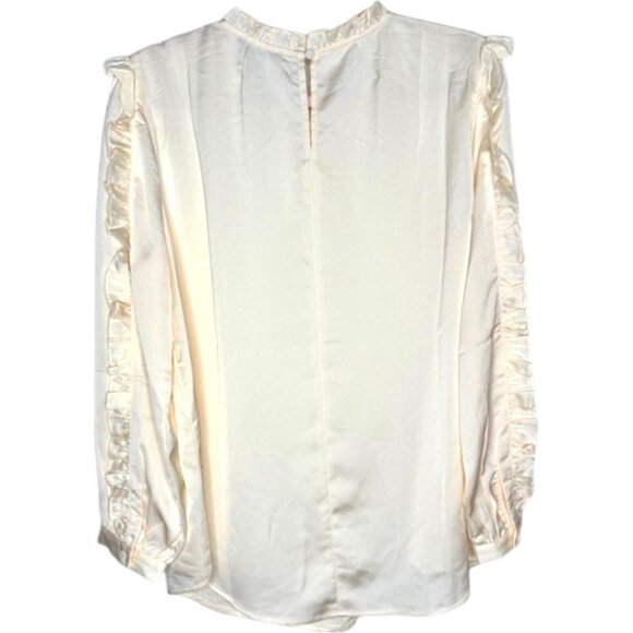 J. Crew Ruffle-Sleeve/Neck Blouse Satin Crepe - Ivory - XL - Picture 5 of 10